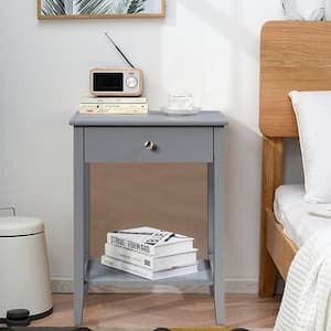 Nightstand End Table Storage Display Bedroom Furniture Drawer Shelf Beside Grey