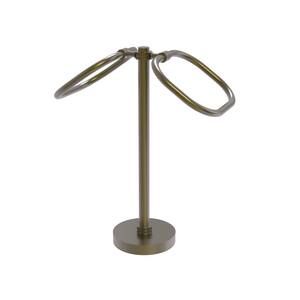 Freestanding 2-Ring Oval Towel Ring with Dotted Accents in Antique Brass