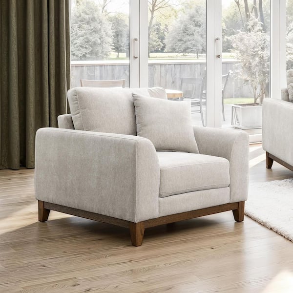 Furniture of America Elsion Light Gray Chenille Arm Chair With Pocket ...