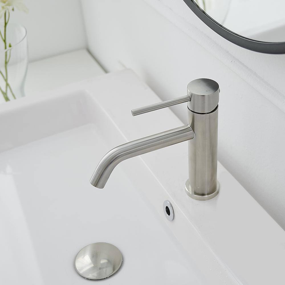 Brushed Nickel Single-Handle Bathroom Faucet with Pop-Up Drain