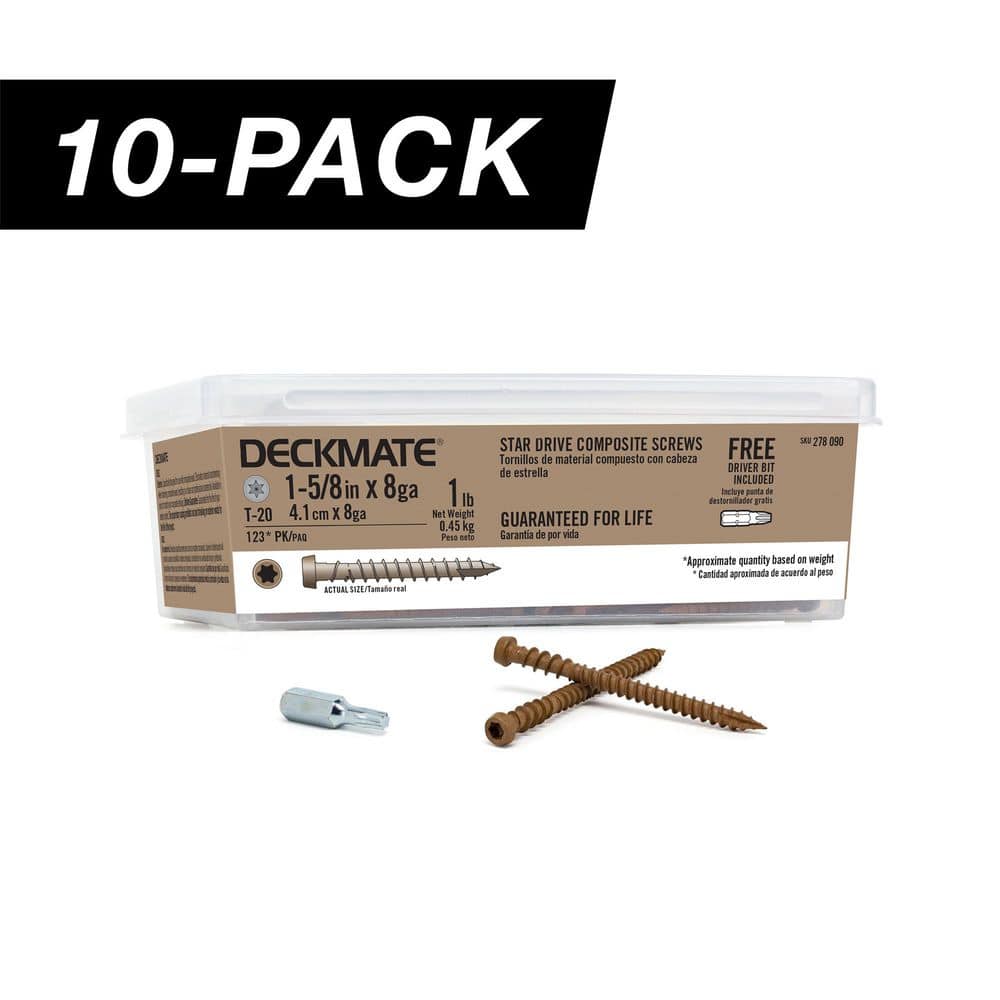 10-Pack #8 x 1-5/8 in. Brown Star Drive Pan-Head Composite Deck Screws (10 lb. / 1,470-Piece) price history on PriceWatchPro