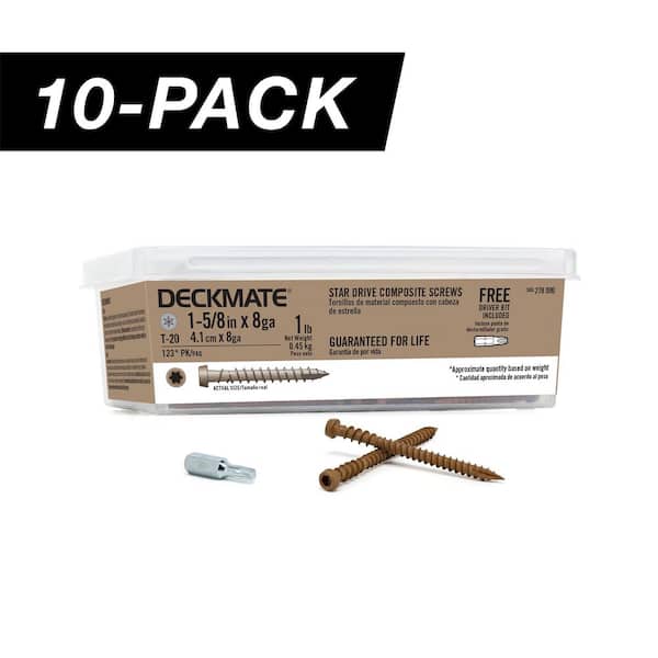 10-Pack #8 x 1-5/8 in. Brown Star Drive Pan-Head Composite Deck Screws (10 lb. / 1,470-Piece)