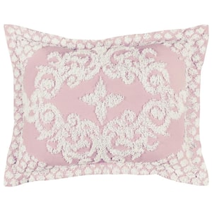 Florence Collection in Medallion Design Pink Standard 100% Cotton Tufted Chenille Sham