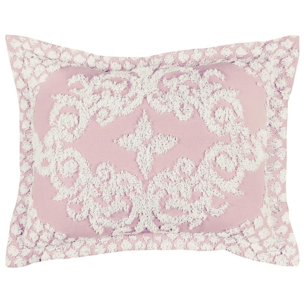 Better Trends Florence Collection in Medallion Design Pink Standard 100% Cotton Tufted Chenille Sham