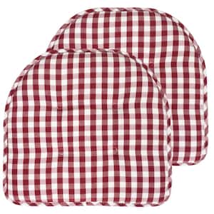 Buffalo Checkered Memory Foam 17 in. x 16 in. U-Shaped Non-Slip Indoor/Outdoor Chair Seat Cushion Wine/White (2-Pack)