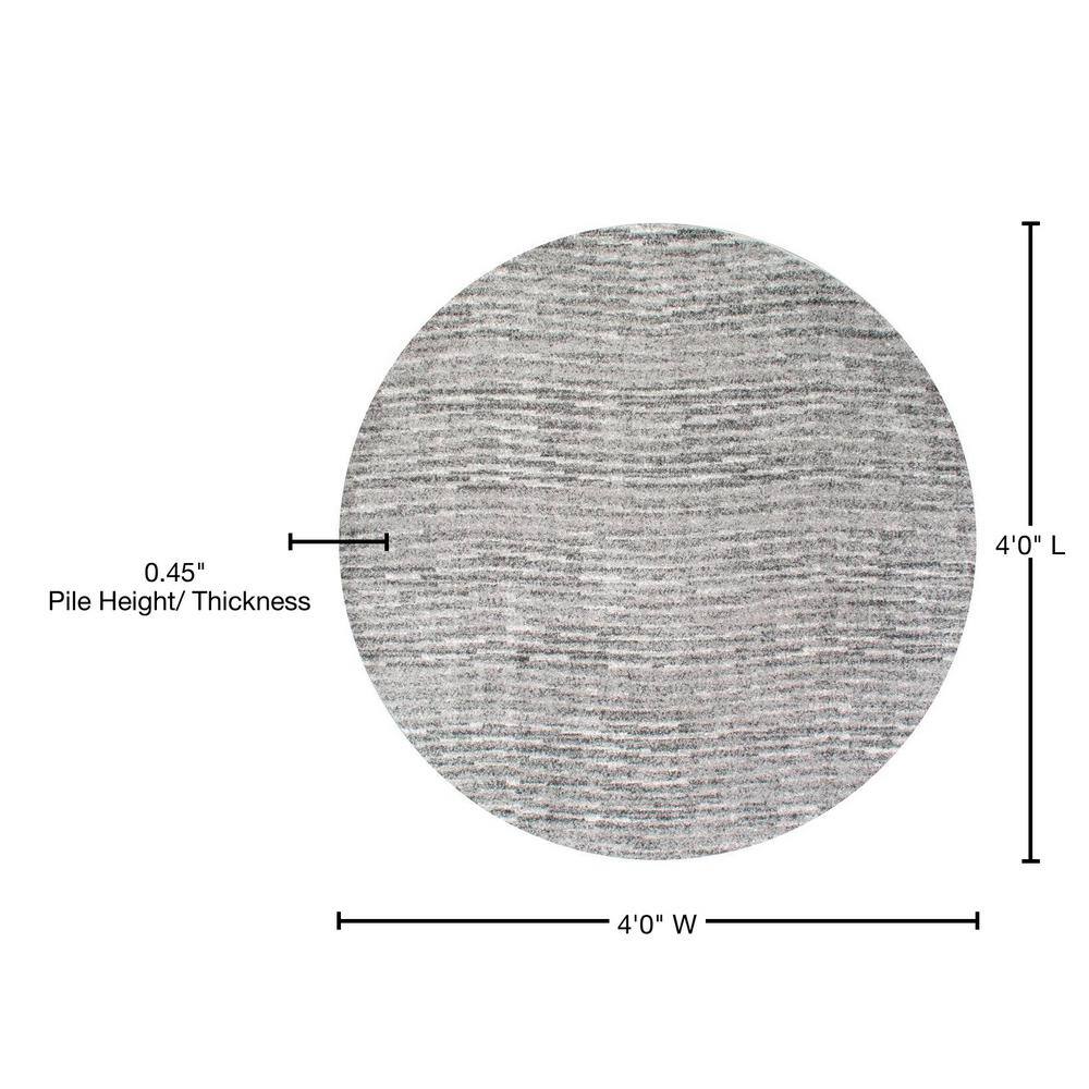 Gray Round Synthetic Reversible Area Rug, 4'0"x4'0"