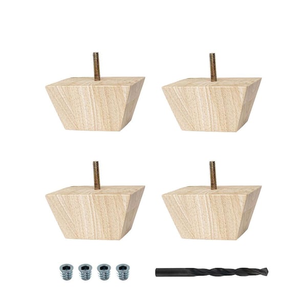 American Pro Decor 2 in. x 3-7/8 in. Unfinished Solid Hardwood Square Bun Foot (4-Pack)