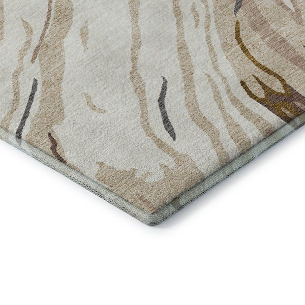 Mayfield Premium Machine Washable Abstract AMF1037 Ivory 3 ft. x 4 ft. Area Rug