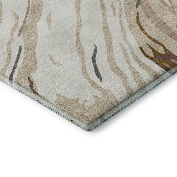 Mayfield Premium Machine Washable Abstract AMF1037 Ivory 5 ft. x 7 ft. 6 in. Area Rug