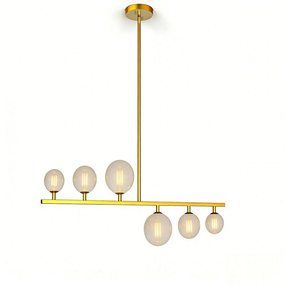 Luce Modern 6-Light Gold Linear Kitchen Island Chandelier with Opal Glass Shade (Bulbs Not Included） price history on PriceWatchPro