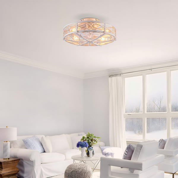 Lasaideal Thalovis 20 in. 4-Light Indoor Retro White Flush Mount