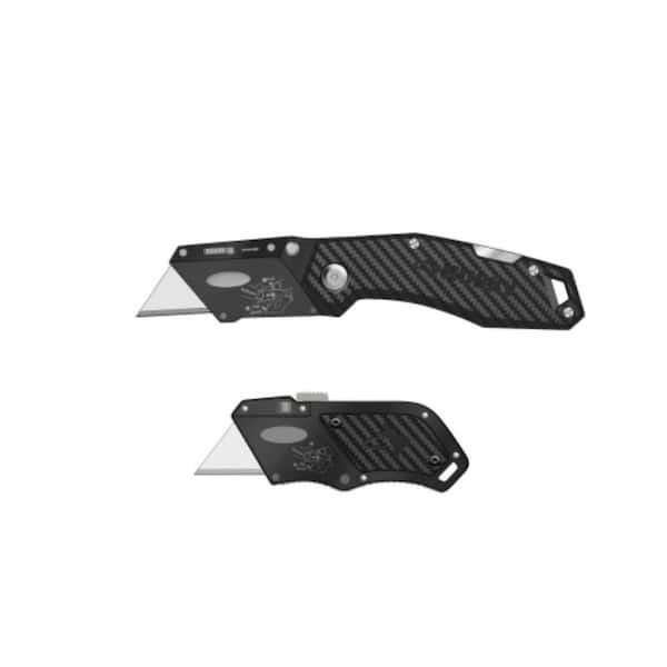 2-Pack Utility Knife Set with Faux Carbon Fiber Handle (Full and Mini)