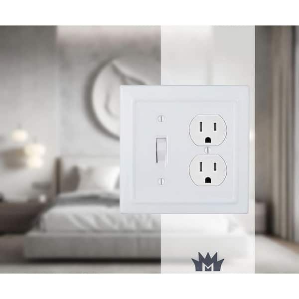 Architectural 2-Gang 1-Toggle/1-Duplex Wall Plate (Classic White)