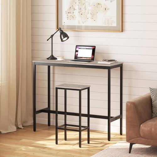 Industrial Greige and Black Metal Bar Stools with