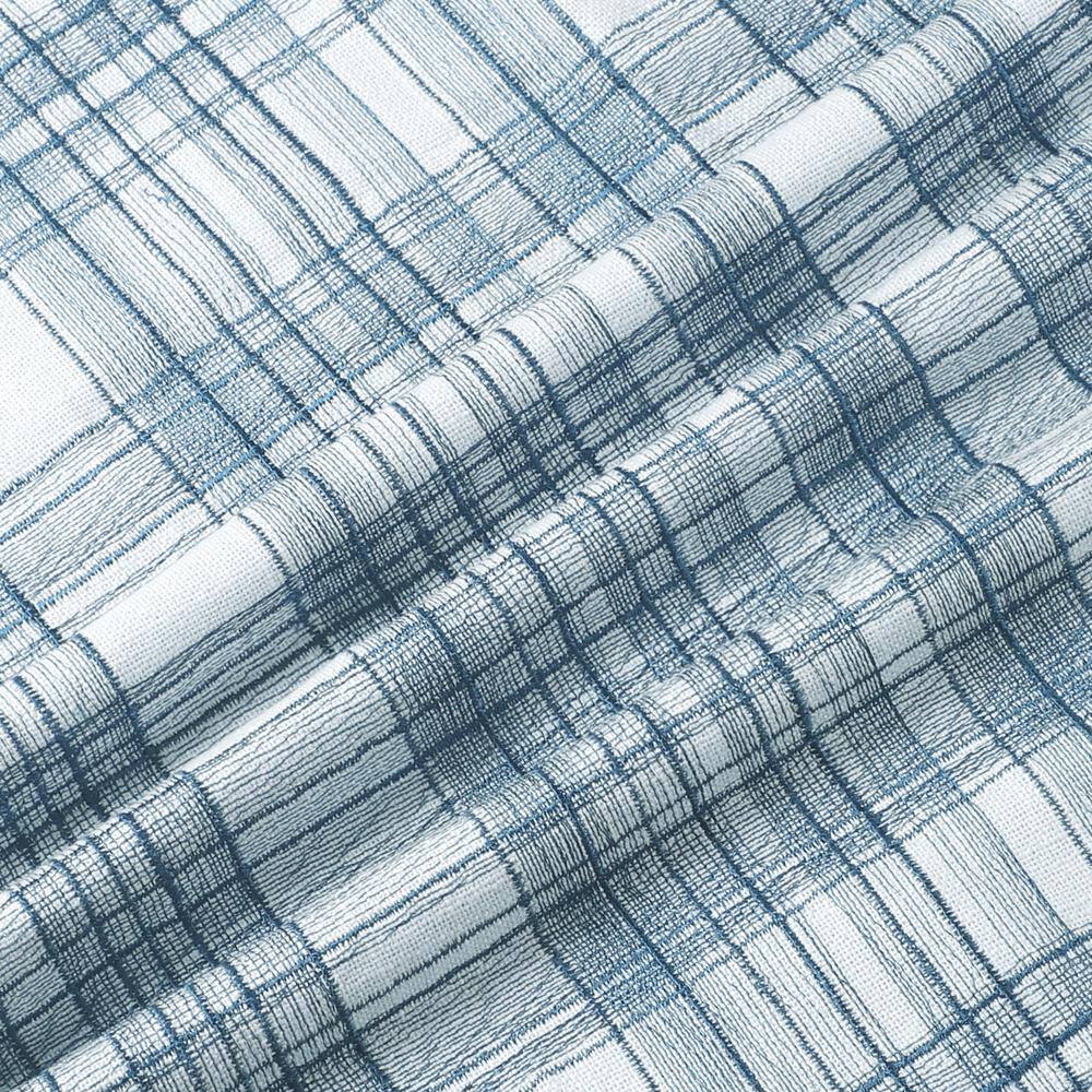 Blue Contemporary Checkered Hand-Woven Cotton Blend Throw Pillow