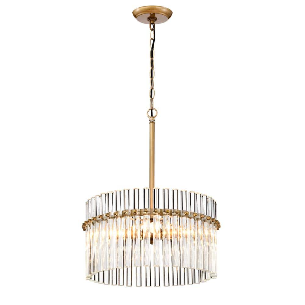Casandra 16.1'' Brushed Brass and Crystal Chandelier