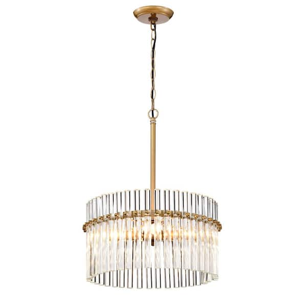 Jojospring Hebe 16.1 in Dia 4Light Brushed Brass Crystal Chandelier