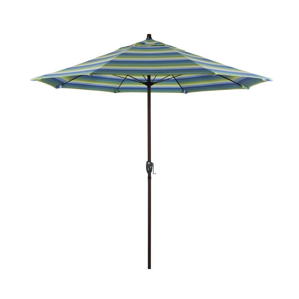 7.5 ft. Bronze Aluminum Market Patio Umbrella with Fiberglass Ribs and Auto Tilt in Seville Seaside Sunbrella price history on PriceWatchPro