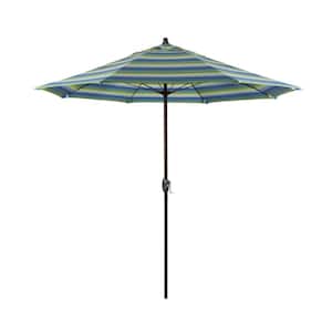 7.5 ft. Bronze Aluminum Market Patio Umbrella with Fiberglass Ribs and Auto Tilt in Seville Seaside Sunbrella