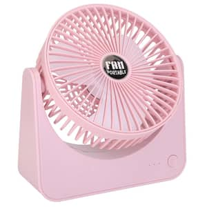 6.5 in. 2 Fan Speeds Desk Fan in Pink USB Powered for Bedroom Office