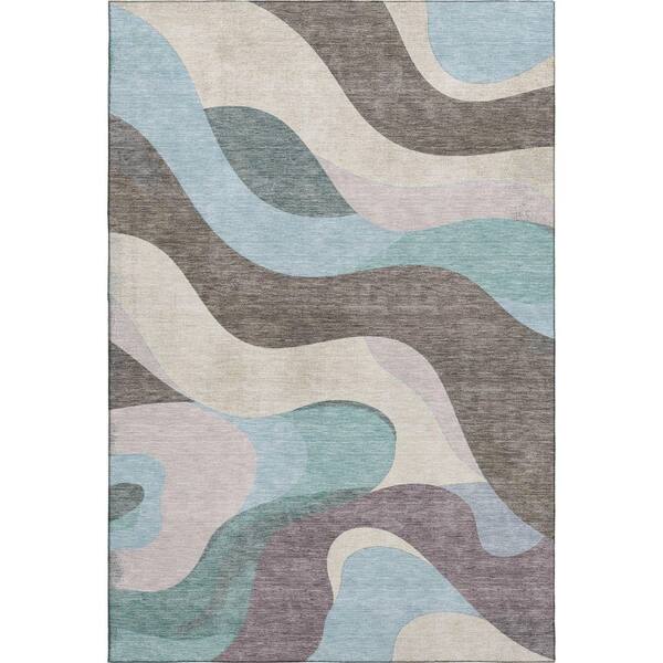 Mayfield Premium Machine Washable Abstract AMF2186 Taupe 10 ft. x 14 ft. Area Rug
