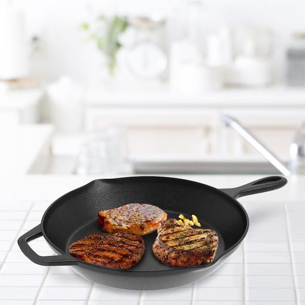 12 in Enameled Cast-Iron Series 1000 Covered Skillet - Gradated
