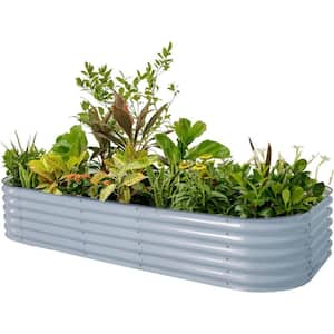 Raised Garden Bed Kit, 17 in. Tall 10-In-1 Modular, Metal Planter Box for Vegetables, Flowers, Herbs, Sky Blue