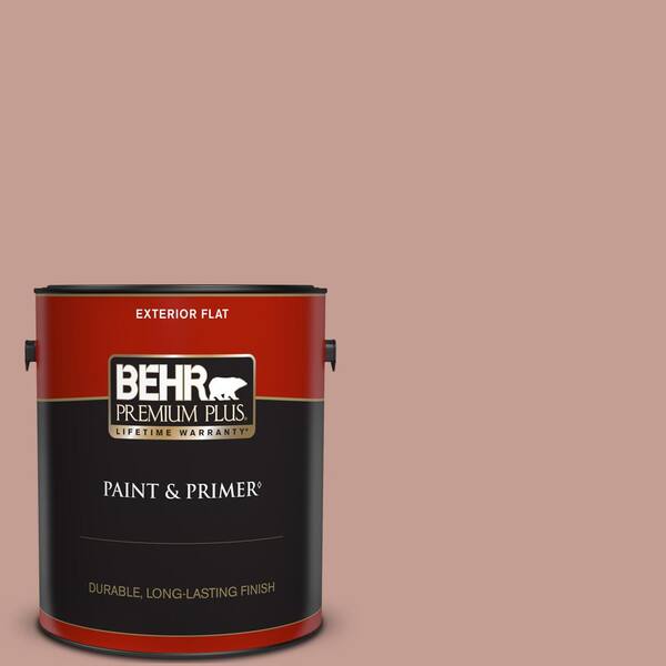 BEHR PREMIUM PLUS 1 gal. #S170-4 Retro Pink Flat Exterior Paint & Primer