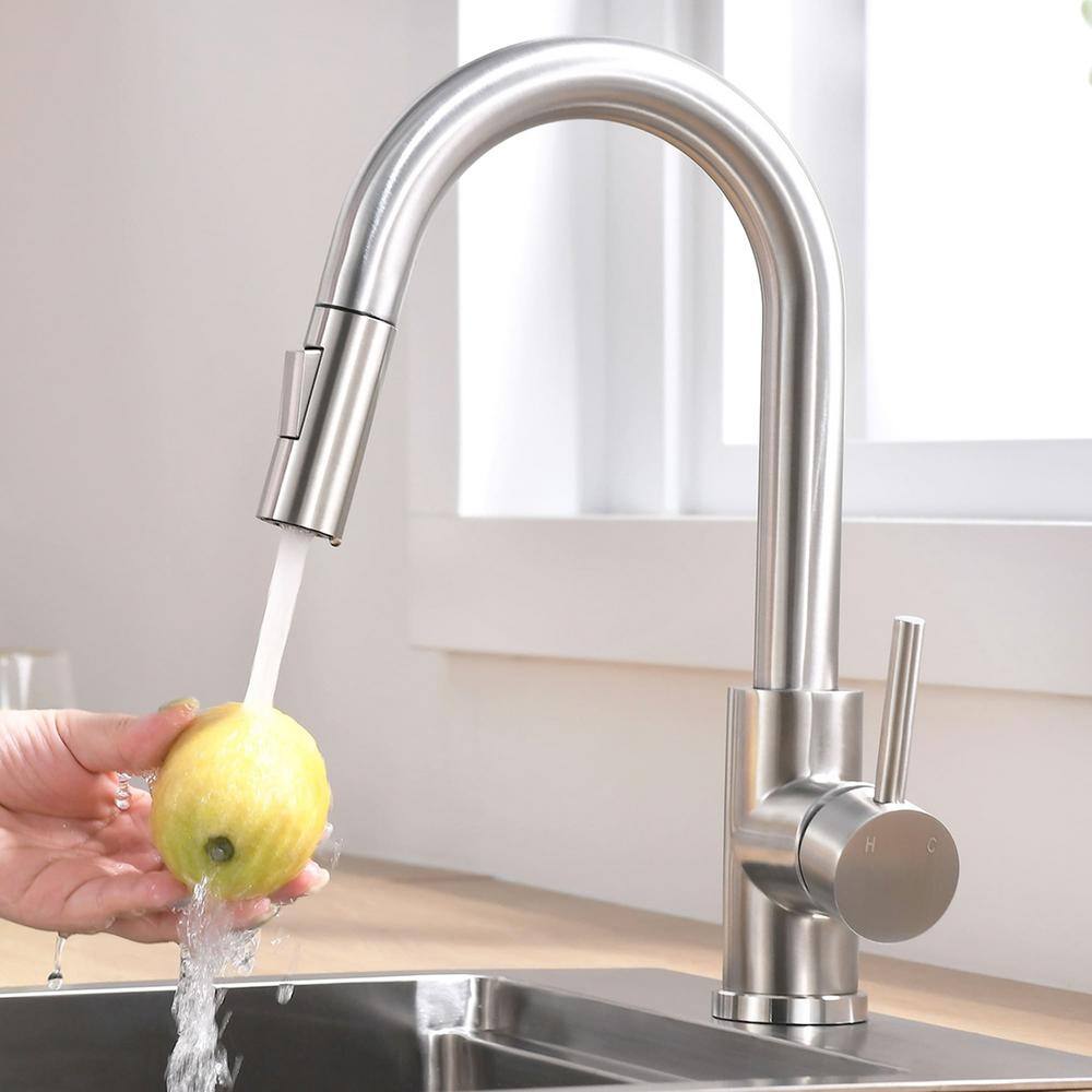 Brushed Nickel Single Handle Pull Down Kitchen Faucet