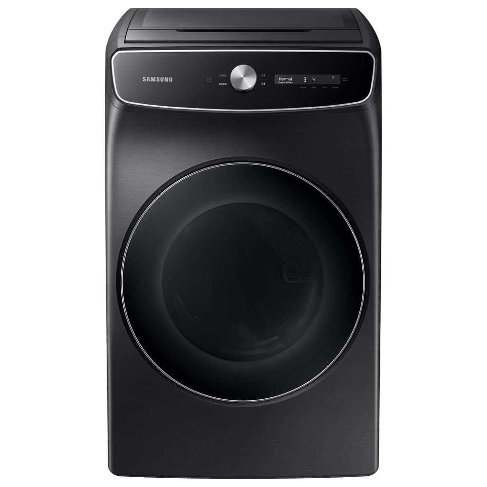 Samsung 7.5 cu. ft. Smart High-Efficiency Vented Electric Dryer with FlexDry and Super Speed Dry in Brushed Black