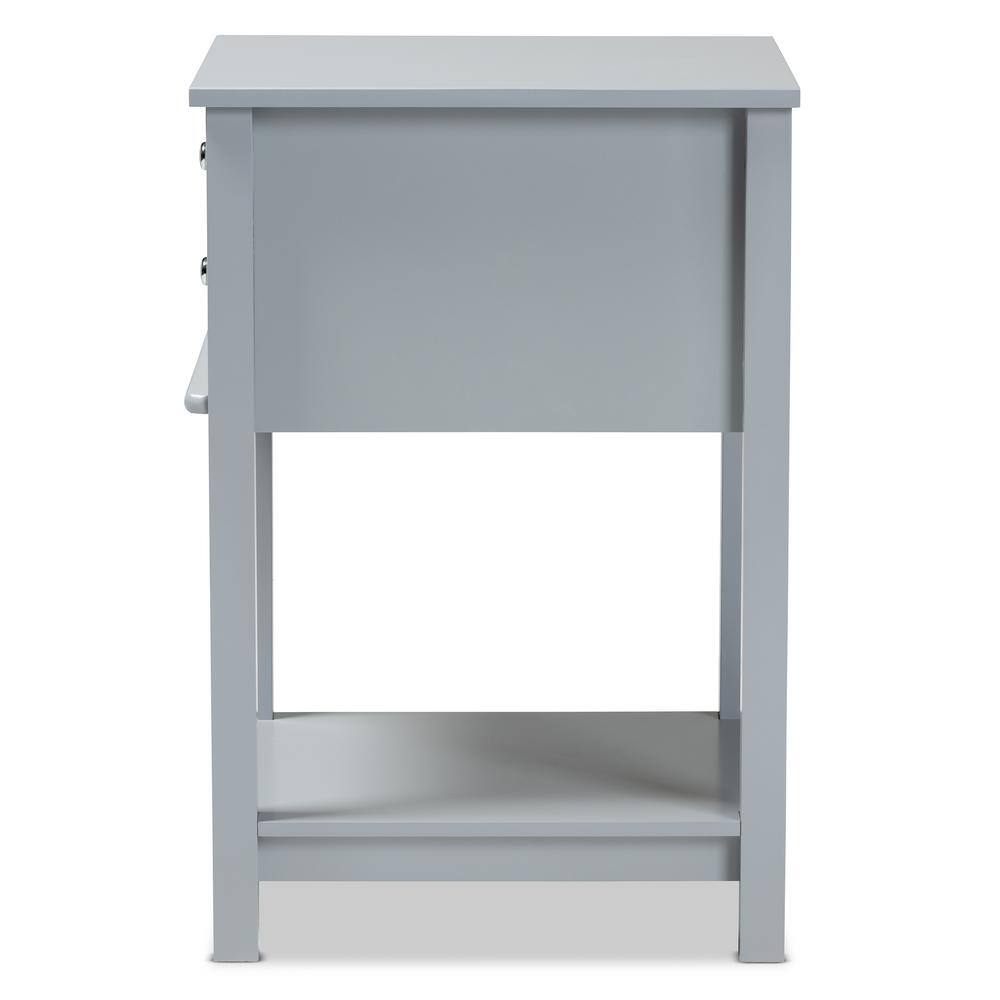 Willow Light Grey 2-Drawer Wood Nightstand with Silver Knobs