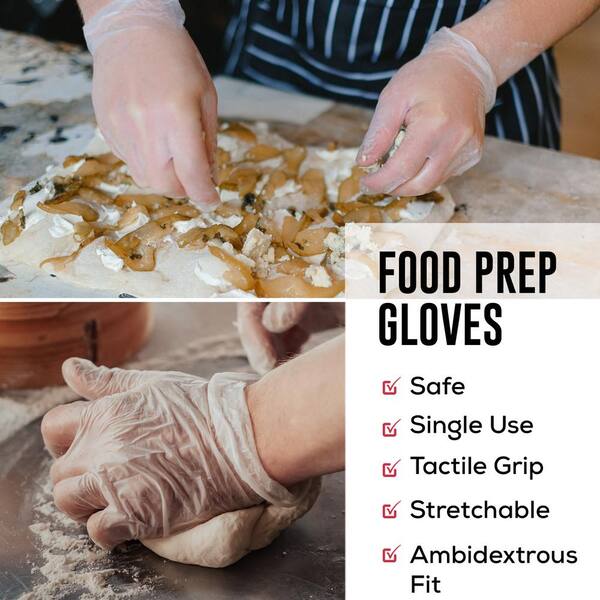 BISON LIFE Large, Disposable Vinyl Food Preparation Gloves, Multi