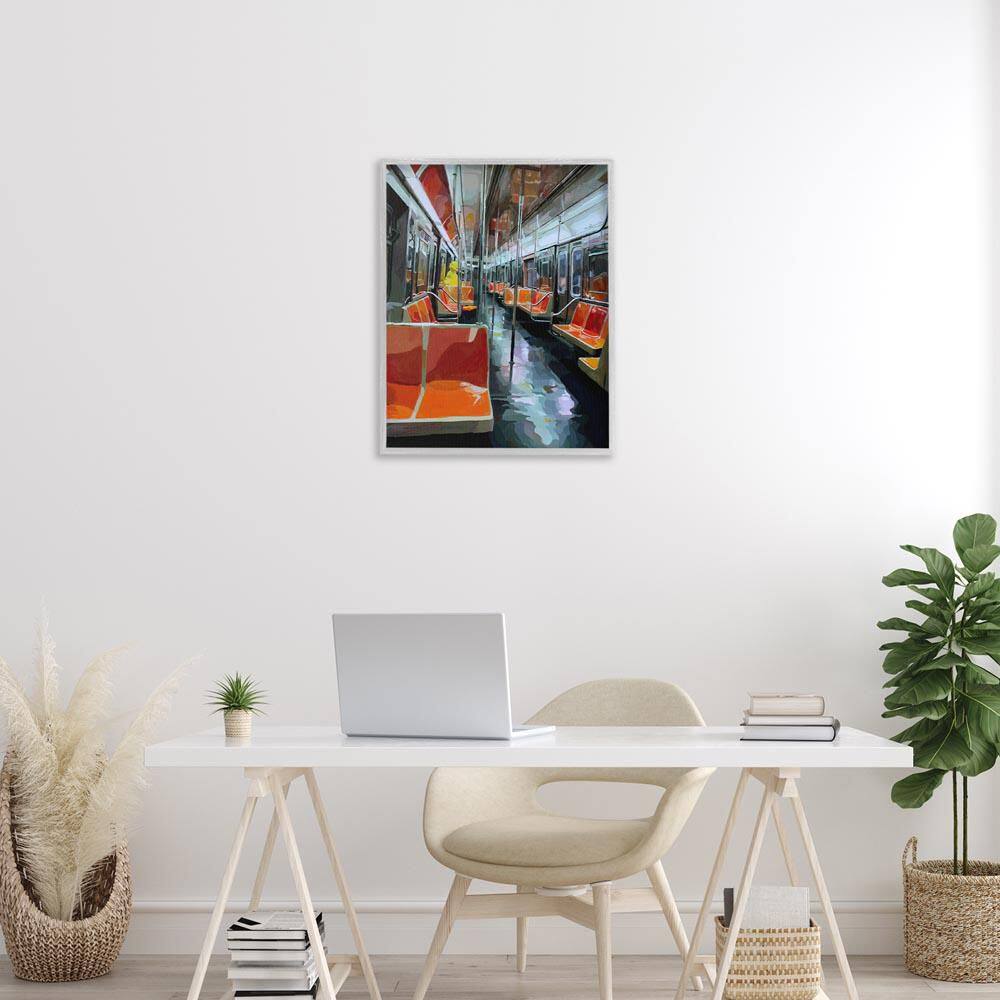 Bird Character in Subway Train by Keith Thomson Gray Framed Travel Giclee Art Print 30 in. x 24 in. price history on PriceWatchPro