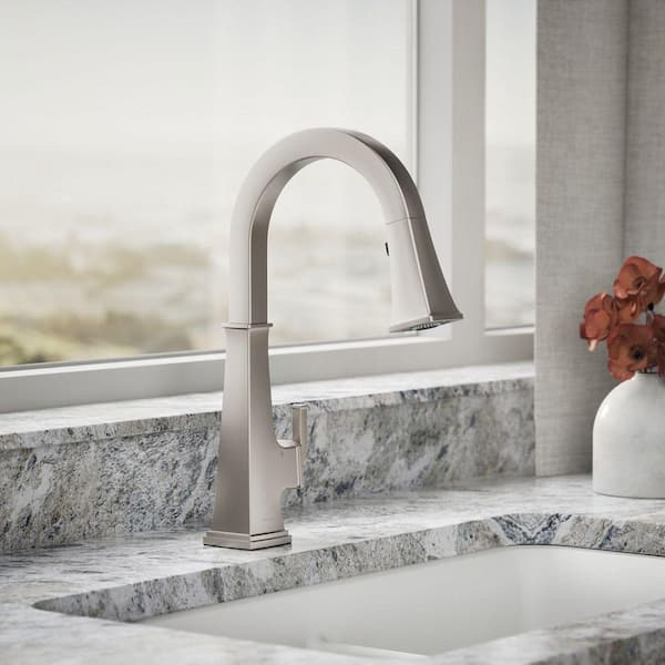 Riff Single-Handle Voice Activated Pull Down Sprayer Kitchen Faucet in Vibrant Stainless