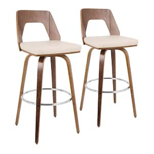 Trilogy 30 in. Walnut and Cream Faux Leather Bar Stool (Set of 2)