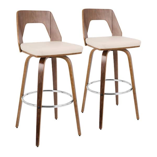 Lumisource Trilogy 30 In Walnut And, Real Leather Bar Stools Canada