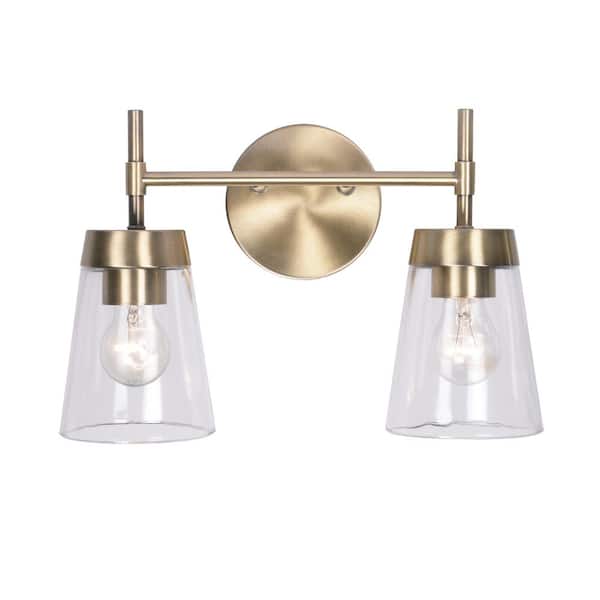 Kenroy Home Delgato 2-Light Antique Brass Bathroom Vanity Light