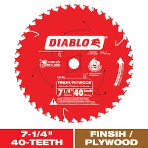 7-1/4in. x 40-Tooth Finish Circular Saw Blade for Wood