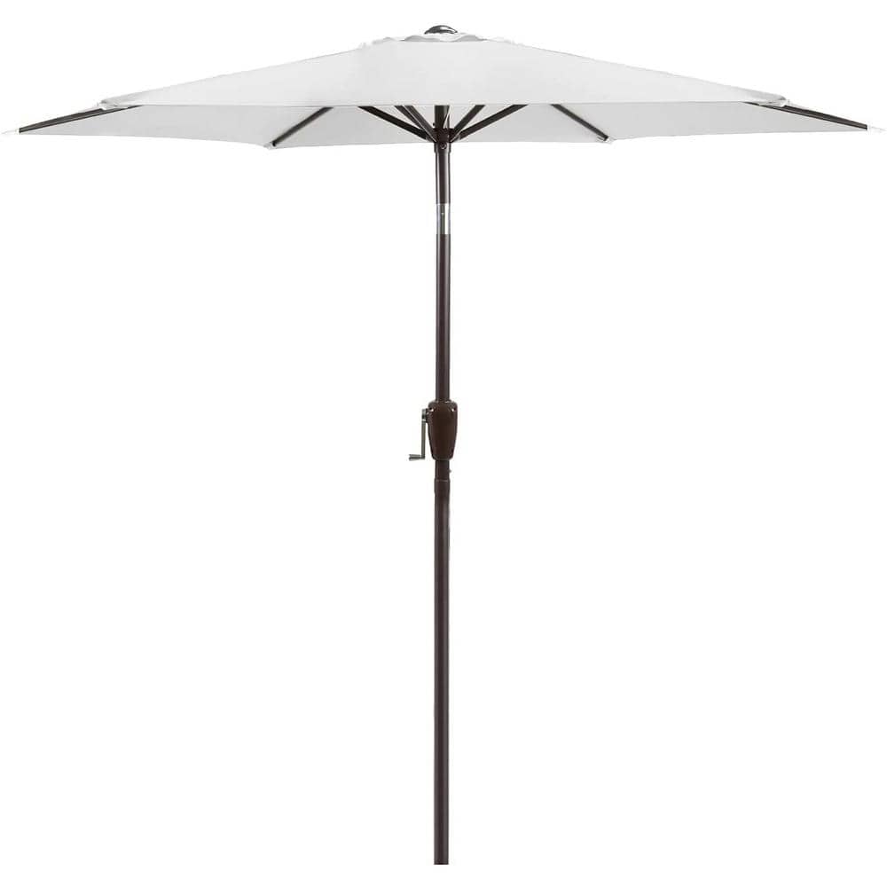 7.5 ft. Market Crank and Push Button Tilt Patio Umbrella in White