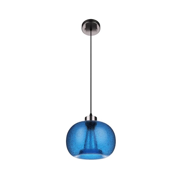 aiwen 1-Light Farmhouse Polished Nickel Pendant Light Fixture Vintage Hanging Lights with Handblown Seeded Glass Shade