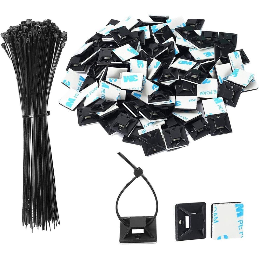 Cable Self Adhesive Zip Tie Mounts Set Wire Management Stick Pads Anchors Clips Holders Black 100-Piece price history on PriceWatchPro