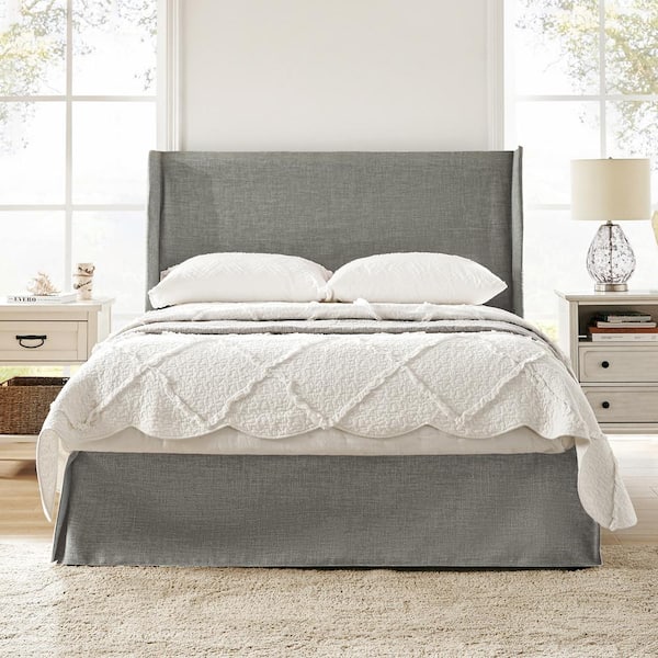 JAYDEN CREATION Raymond 2-Piece Grey Wingback Design Queen