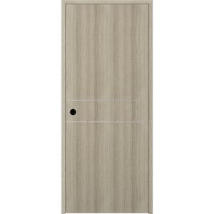 18 in. x 80 in. Viola 2HN Shambor Finished Aluminum Strips Right-Hand Solid Core Composite Single Prehung Interior Door