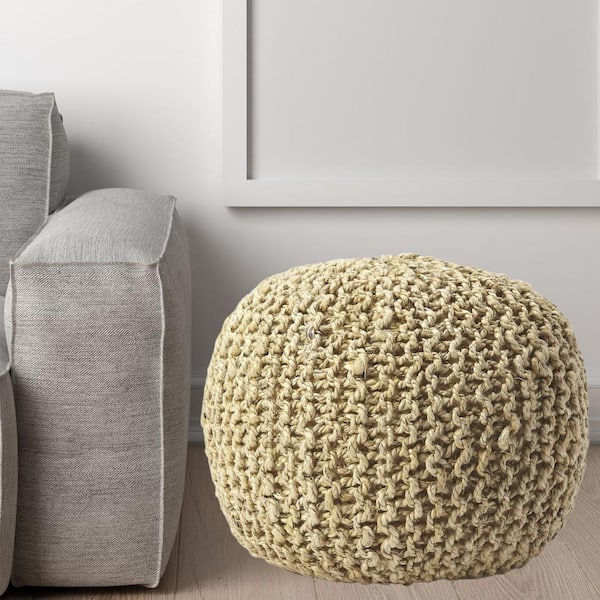 HomeRoots Bernadette Natural Upholstered Accent Ottoman