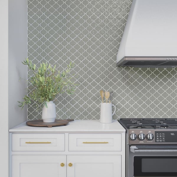 LuxeCraft Charm Gloss 11 in. x 12 in. Glazed Ceramic Arabesque Mosaic Tile (473.6 sq. ft./Pallet)