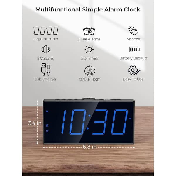 Afoxsos Digital Dual Alarm Clock with LED Display, USB Charger
