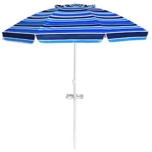 7.2 ft. Steel Tilt Beach Umbrella Portable Outdoor Beach Umbrella with Sand Anchor in Navy