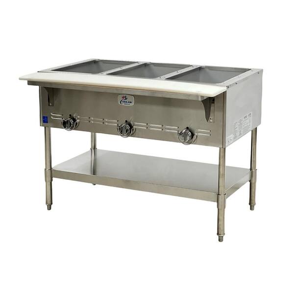 Commercial 44 in. Stainless Steel Buffet Server with 3-Serving Sections NSF