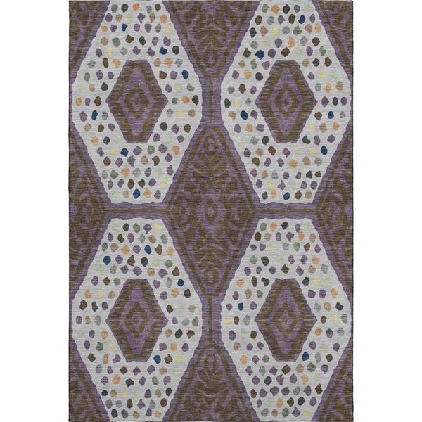 Mayfield Premium Machine Washable Abstract AMF2457 Plum 9 ft. x 12 ft. Area Rug