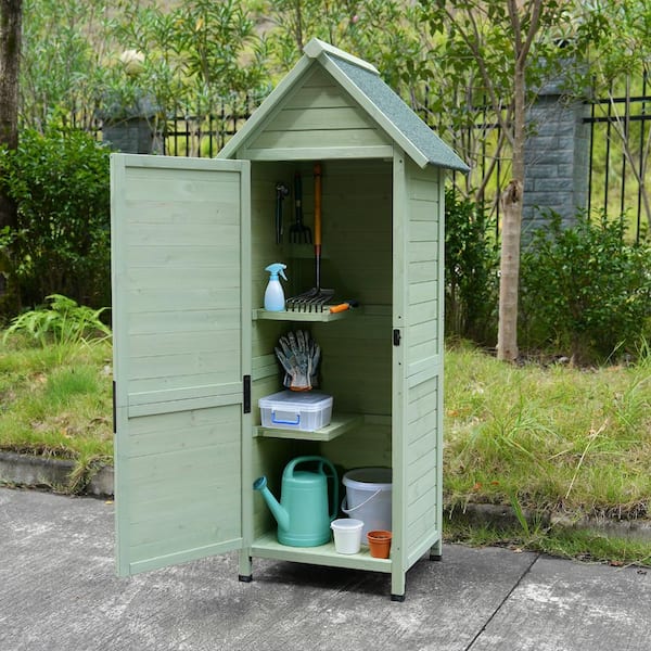 22 in. W x 18 in. D x 67 in. H Outdoor Weather Resistance Solid Wood Storage Shed with 2 Shelves